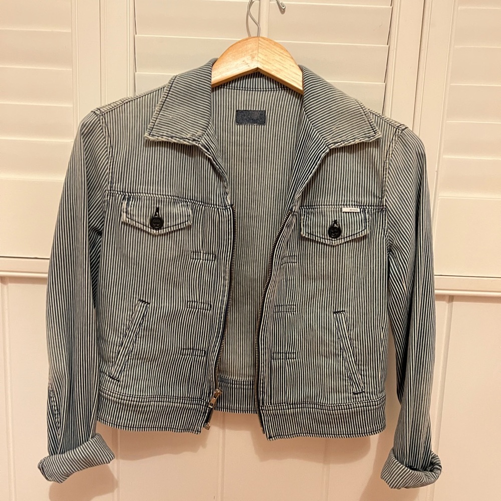 Mother Denim Striped Zip-Up Jacket